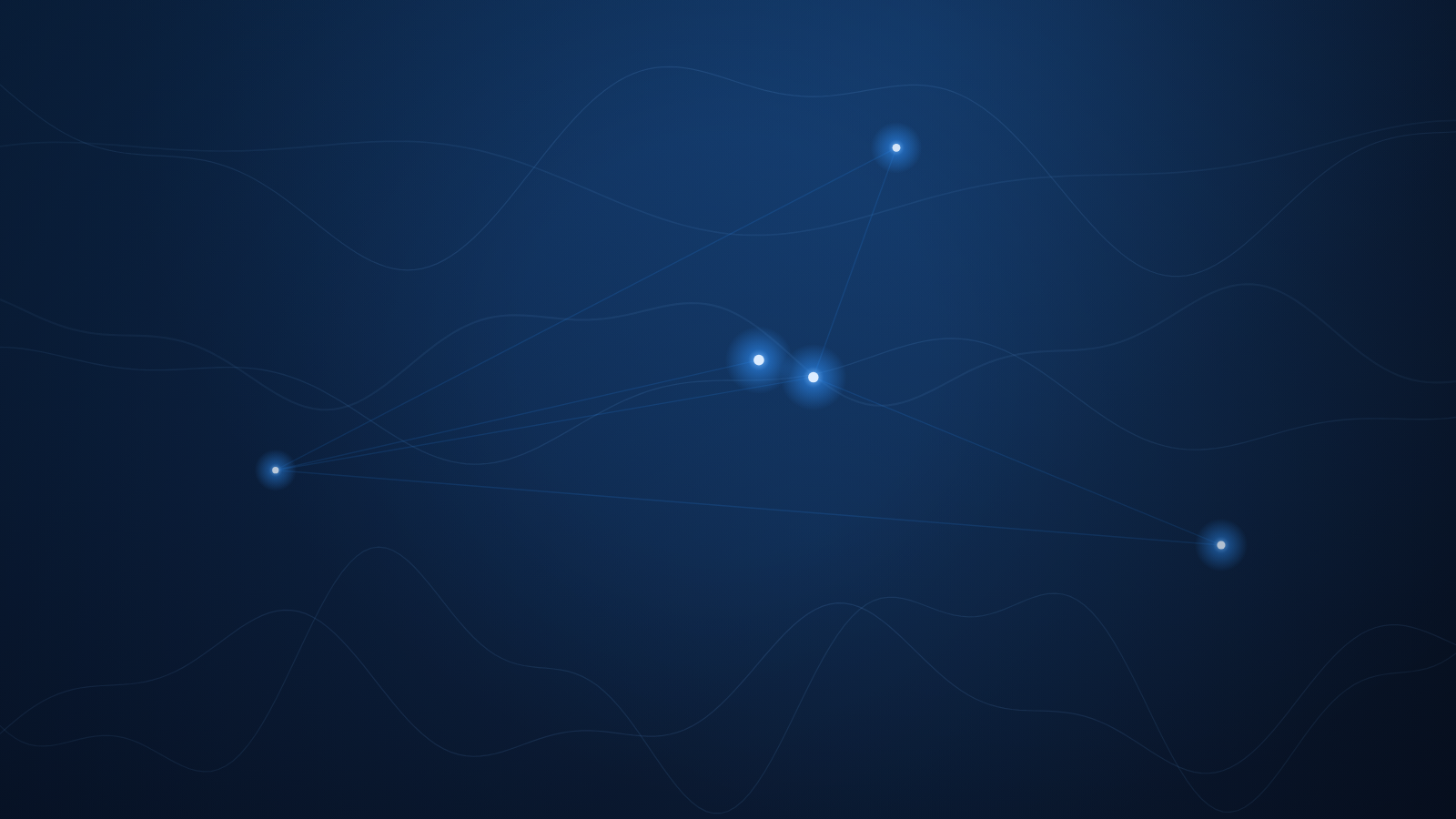 Abstract on-brand illustration: several azure pathways branching from one point toward different destinations across a deep navy field, representing different AI models suited to different tasks